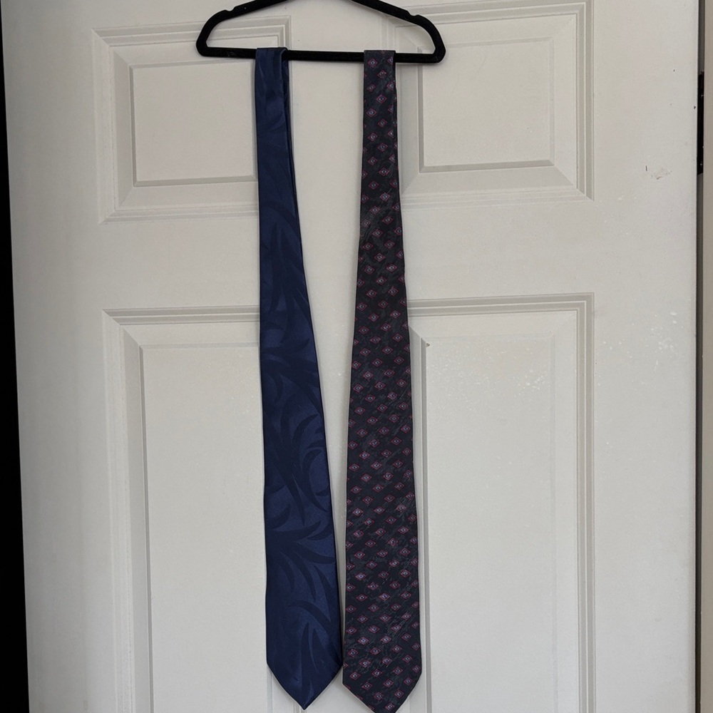Men's Navy and Black Patterned Silk Ties - Pack of 2
